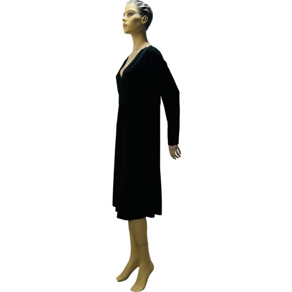 INC Women's Dress Black Stretch Poly Jersey Knit Surplice Bodice Midi Size XL - Picture 4 of 10